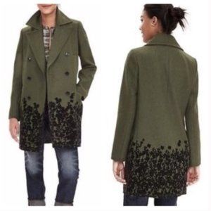 Banana Republic Wool Flocked Hem Pea Coat Medium
